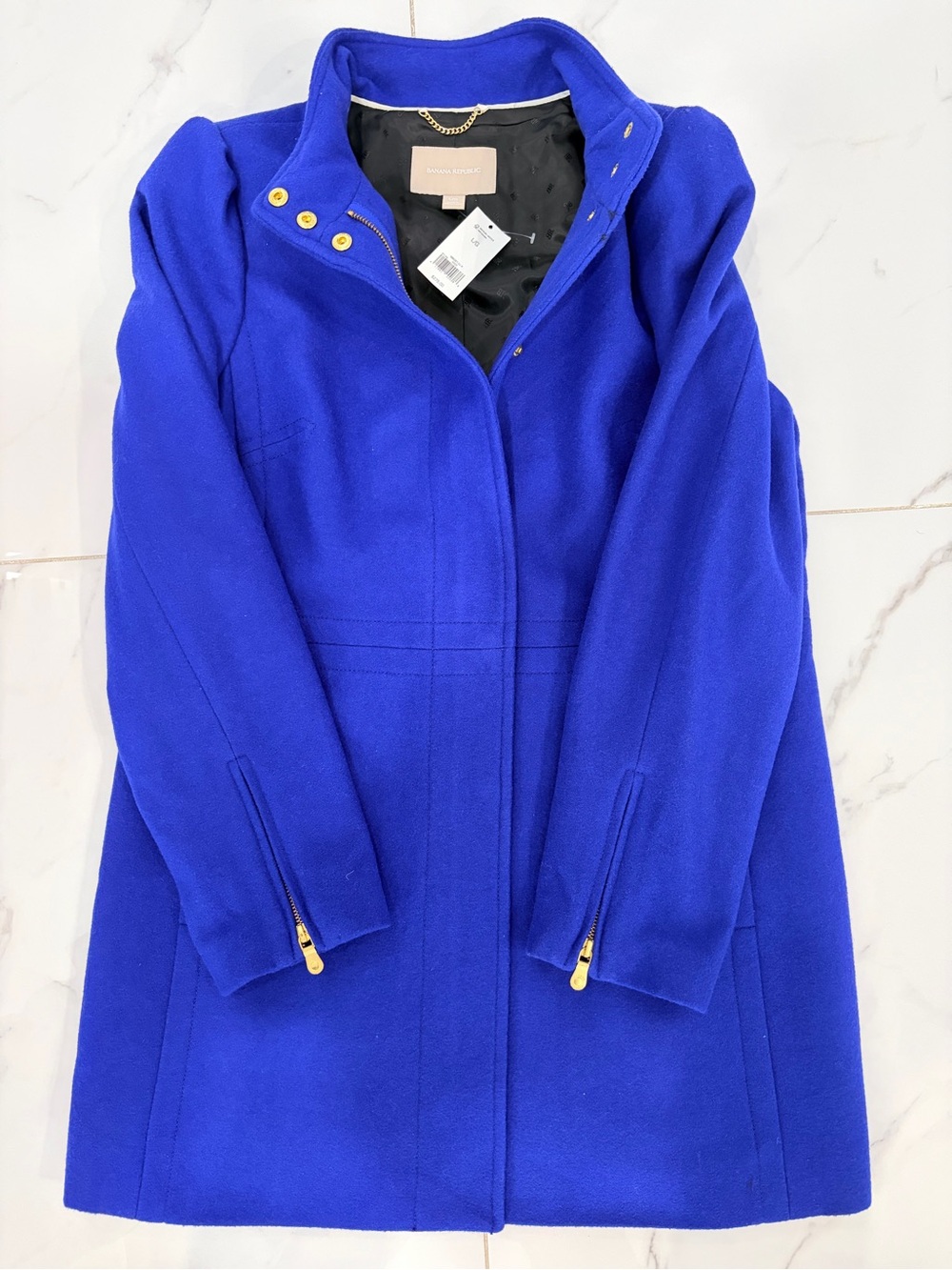 NEW Women’s Banana Replublic Royal Blue -Wool Blend Coat - NWT size L